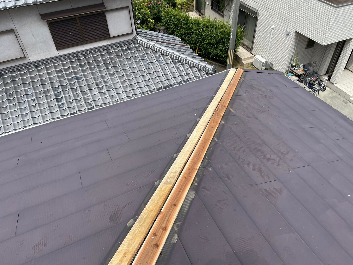 姫路市　棟包み板金交換 風災害　貫板設置